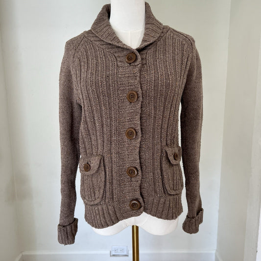 Eddie Bauer (S) Cable Knit Cardigan Heritage Academia Fisherman Grandpa Shawl