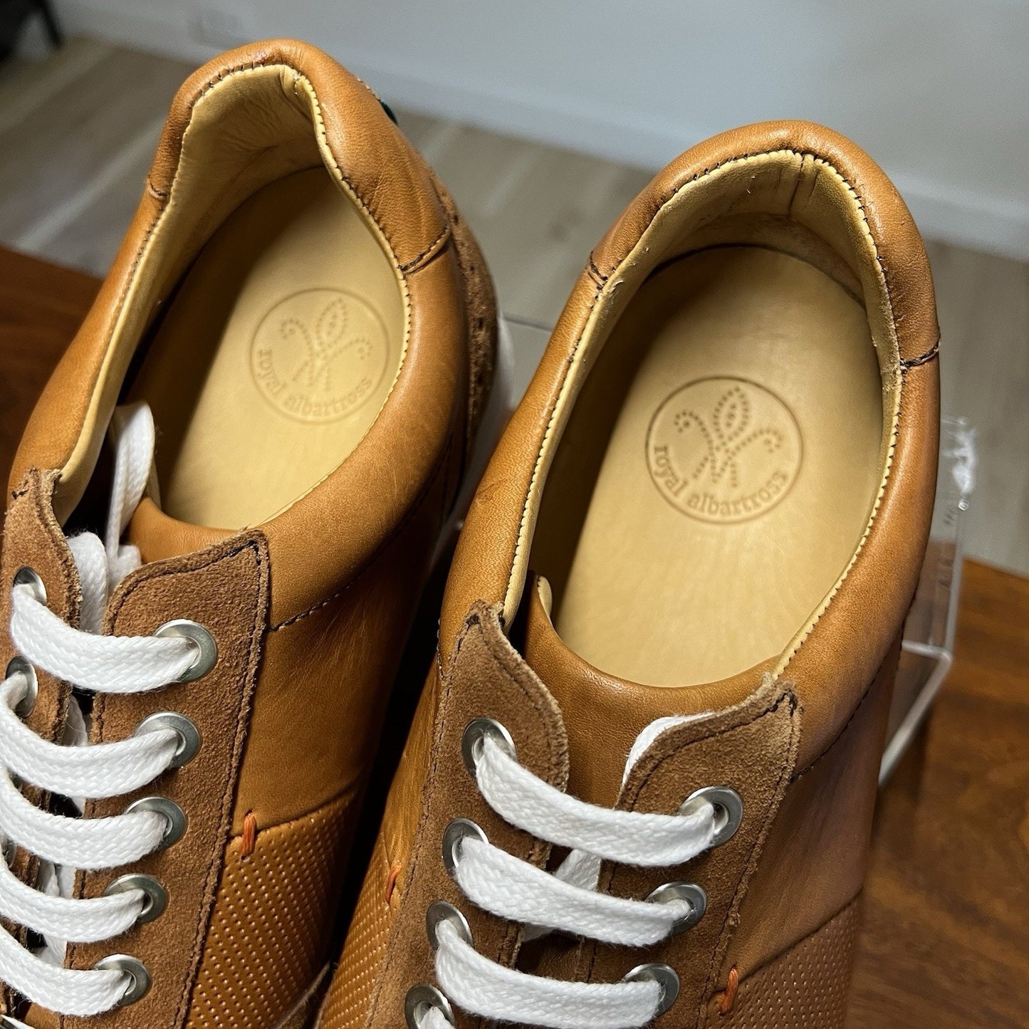 Royal Albartross (11) Driver Golf Shoes Brown Handmade Leather Suede Spikeless