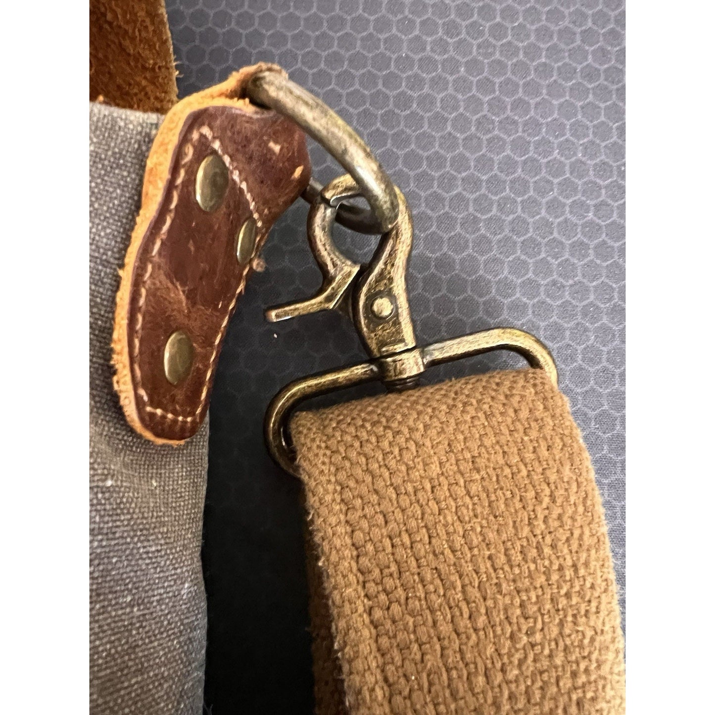 Vintage Style Leather & Canvas Wowbox Messenger Bag 6 Pocket + Organizer Sleeves