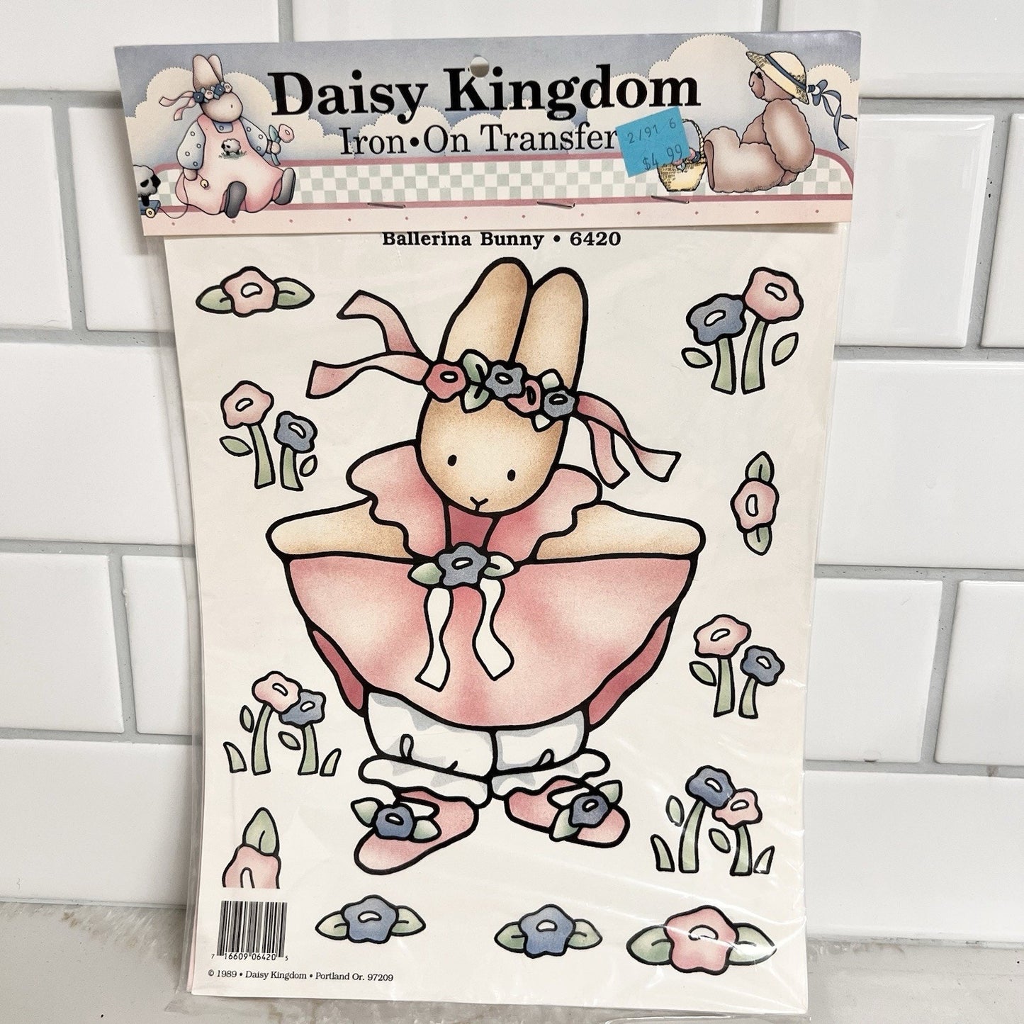 Vintage Daisy Kingdom Ballerina Bunny Iron-On Transfer 6420 Baby Nursery 1989