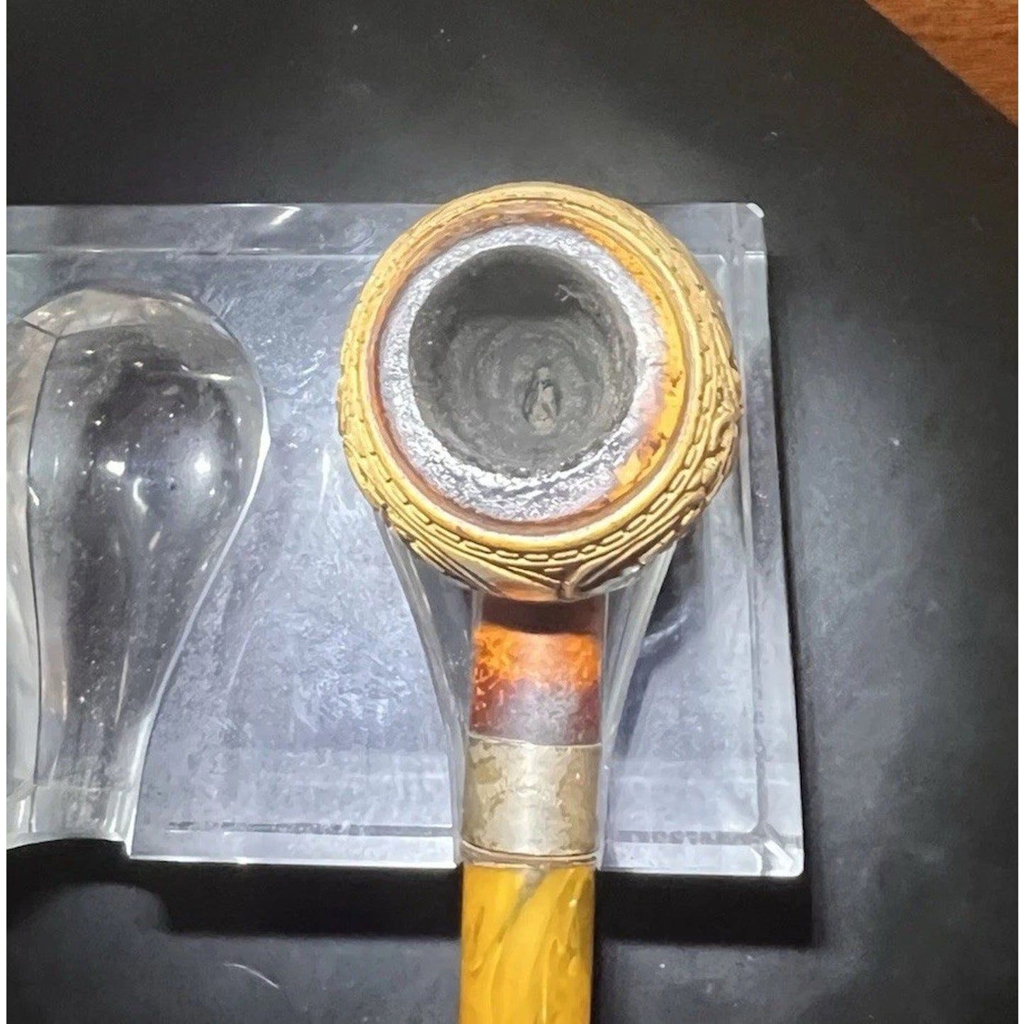 Vintage Hand Carved Meerschaum Estate Smoking Pipe w/ Sterling Silver Band