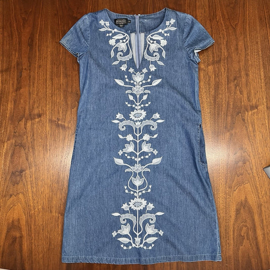 $169 Pendleton Shirt Dress XXS Tala Embroidered Chambray Denim Western Country