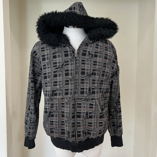 No Fear Jacket (M) Full Zip Hoodie Sherpa Y2K Mall Skater Punk Scene Tumblr Emo