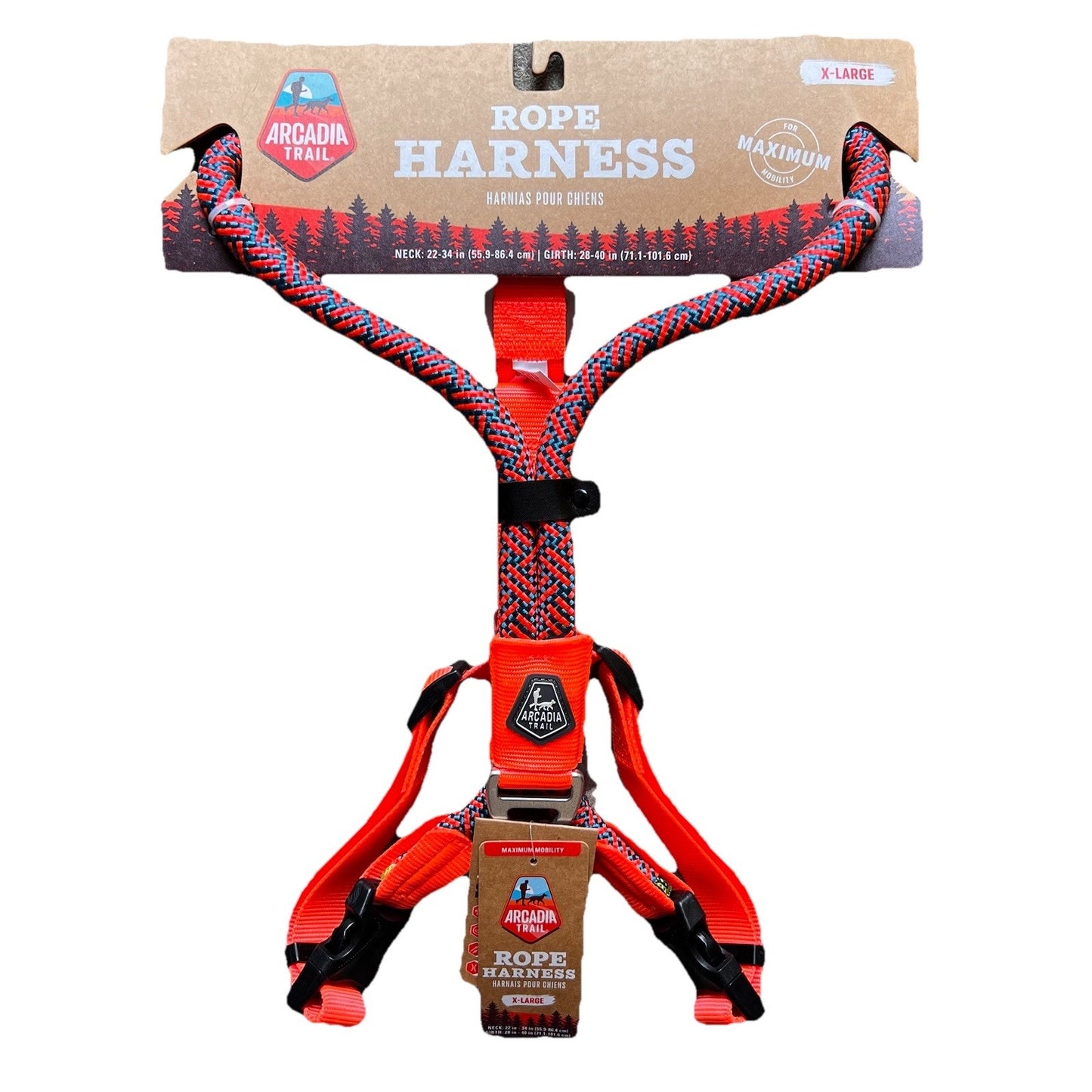 NWT Arcadia Trail XL Dog Puppy Rope Harness Orange Blue Unisex Paracord