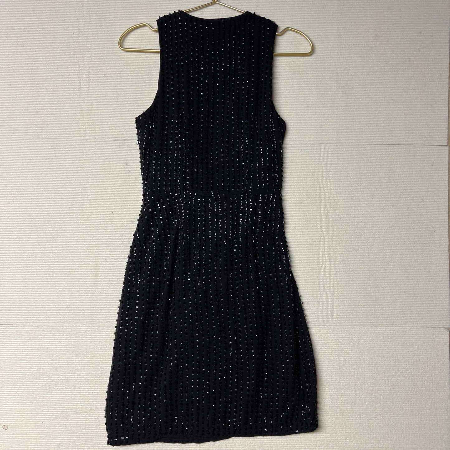 Laundry by Shelli Segal Black Lace Size 0 Beaded MIDI Cocktail Dress Sleeveless