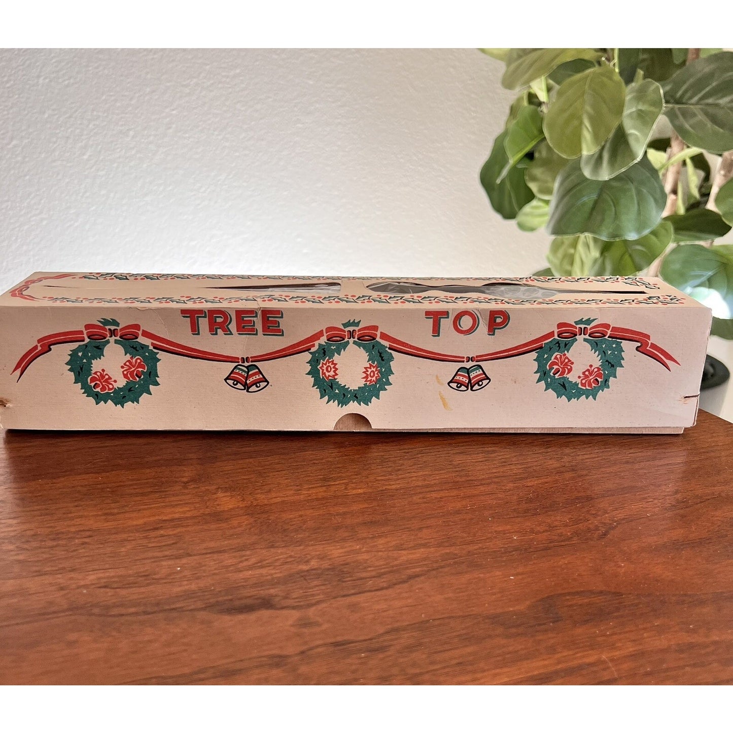 Vintage 1950s Shiny Brite 15” Spire Handblown Glass Tree Topper Original Box