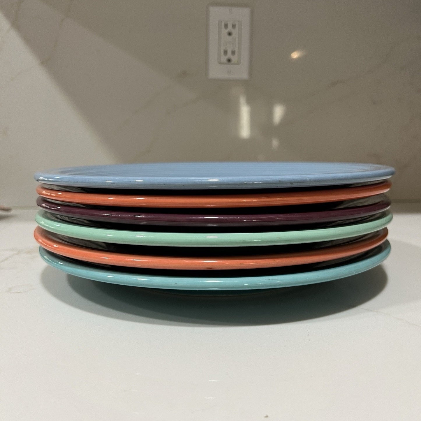 Mixed Set 6 Homer Laughlin Fiesta Dinner Plates 10.5" Assorted Colors Fiestaware