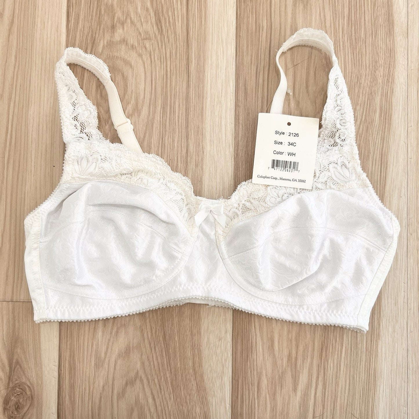 Amoena Annabelle 34C Mastectomy Pocket Bra Soft Cup White 2126 Post Surgery