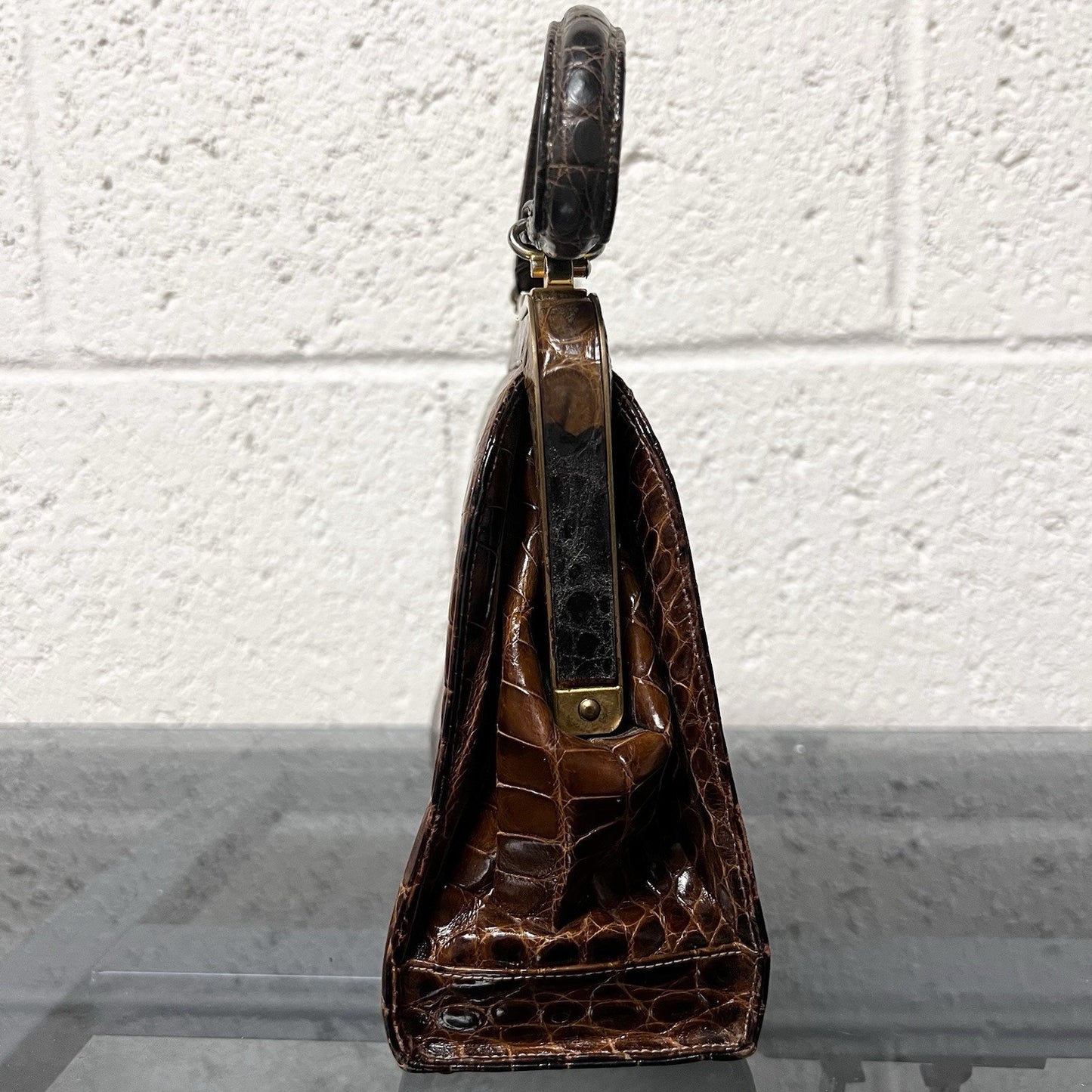 Vintage Lucille De Paris Brown Alligator Handbag Purse 1950s 1960s