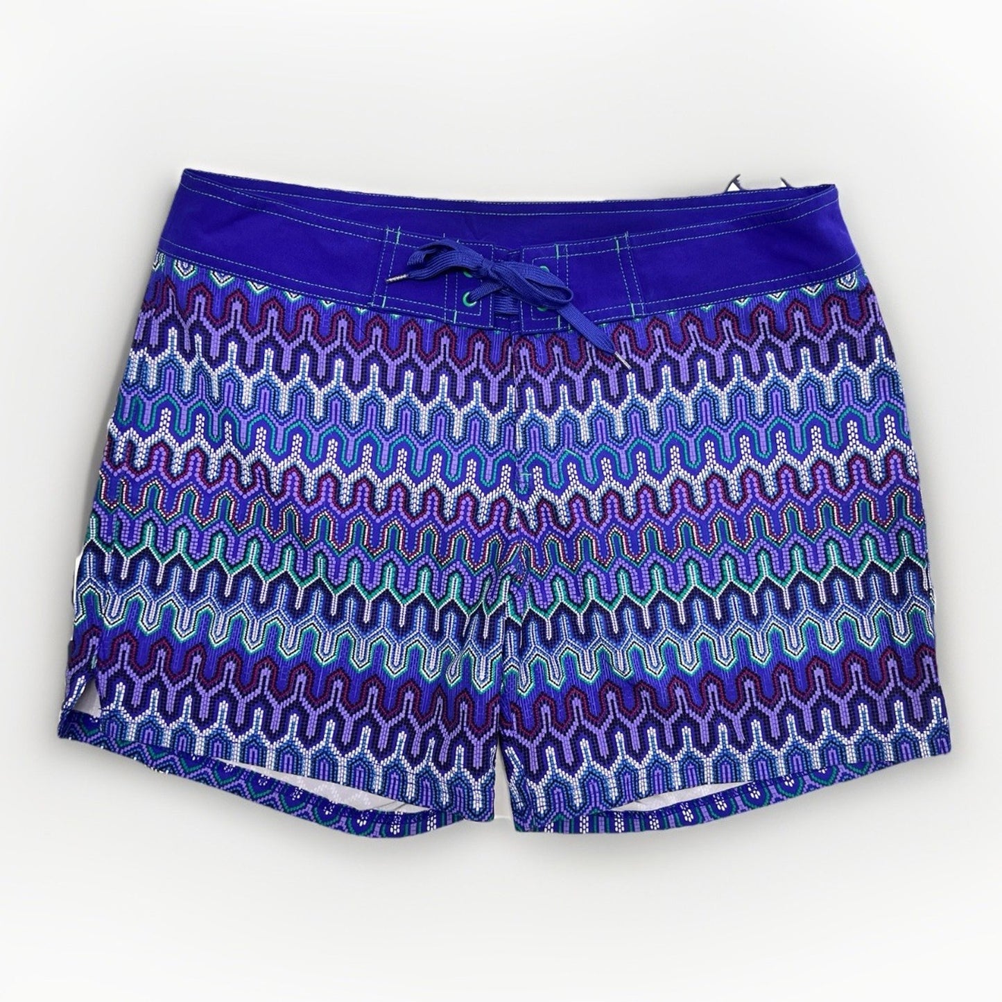 prAna Women (S) Makenna Board Shorts Low Rise Surfing Hiking Purple Geometric