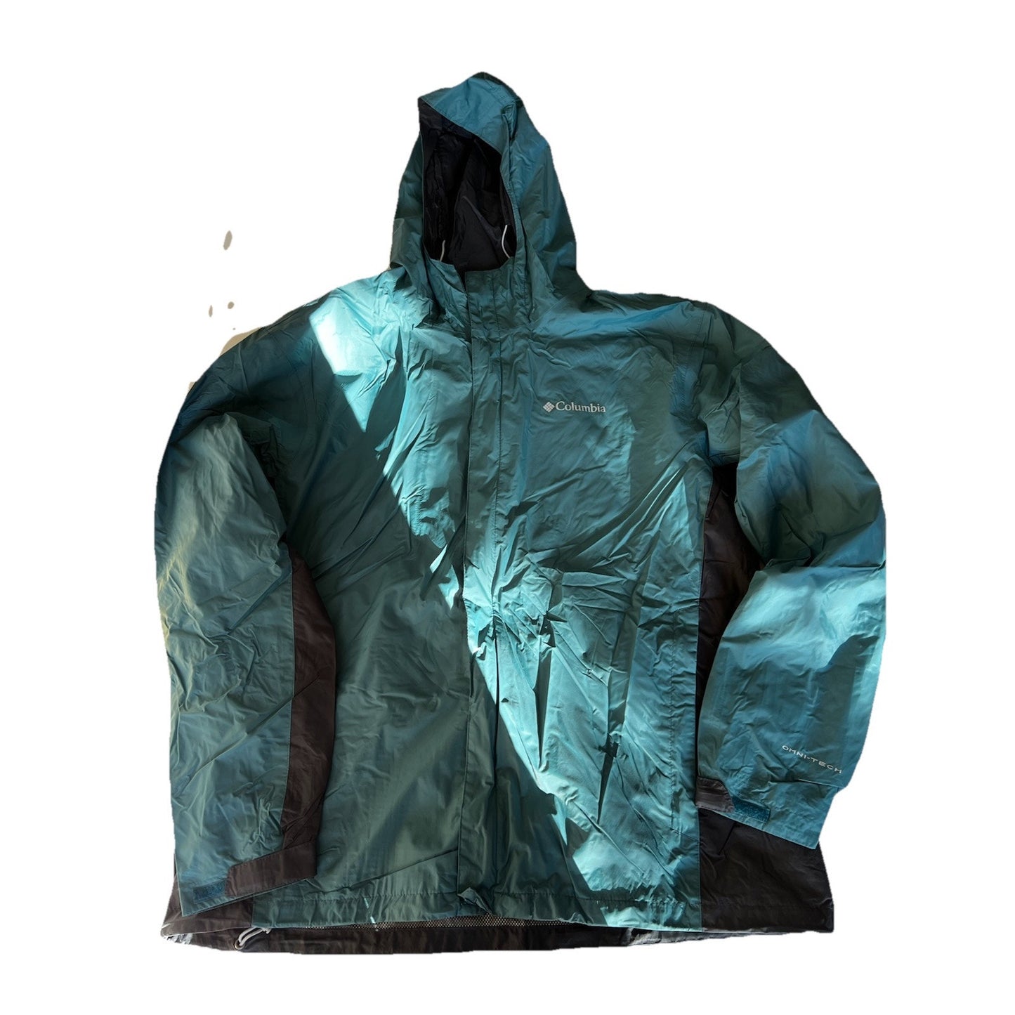 Columbia Omni-Tech Waterproof Rain Jacket Mens C-Large Green Full Zip Hooded