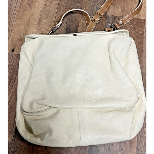 Florentia White Brown Italian Satchel Bag Made in Florence Two Tone Large