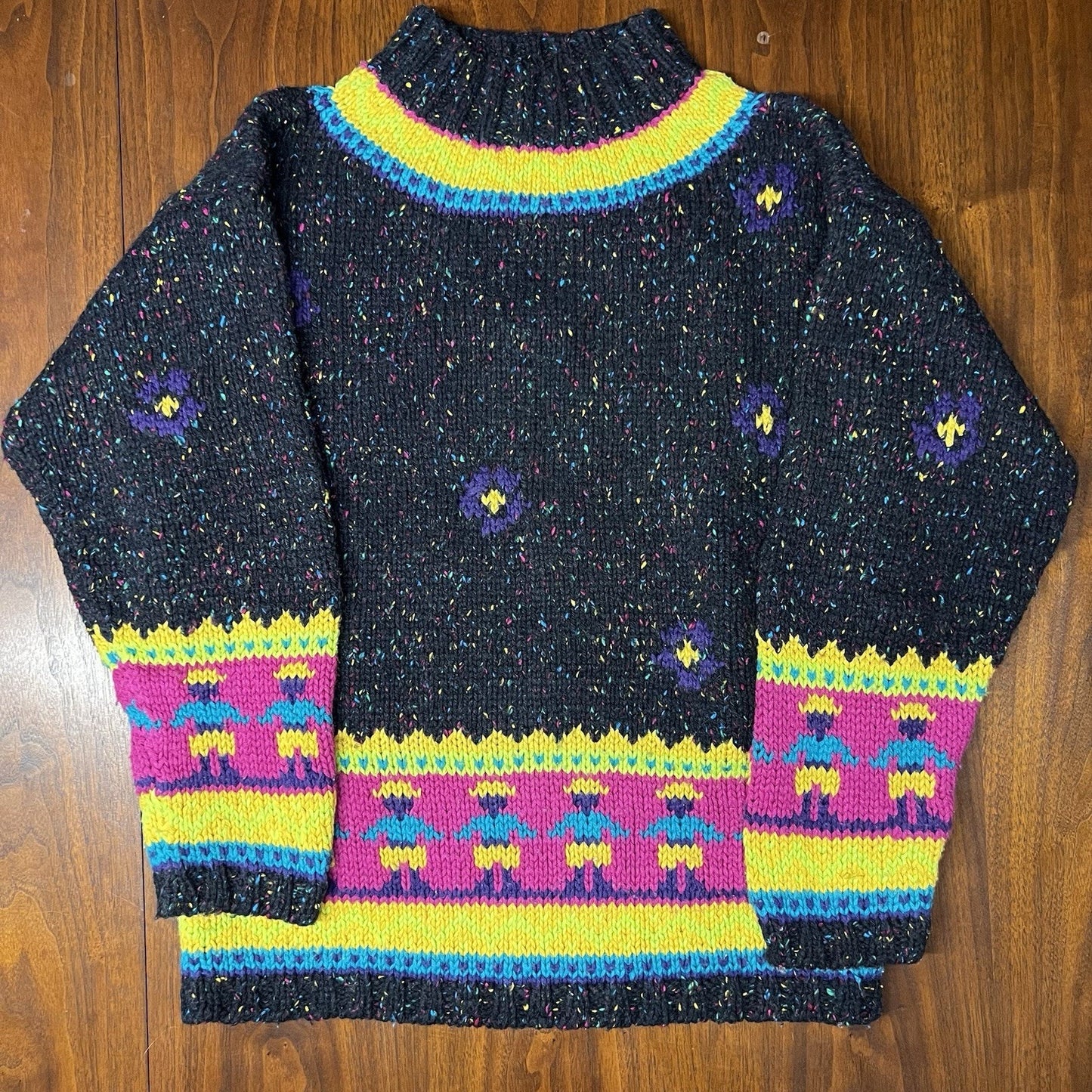 Forenza Fair Isle Wool Blend Chunky Knit Sweater Folk Nordic Retro Maximalist