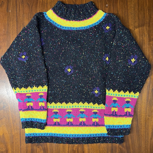Forenza Fair Isle Wool Blend Chunky Knit Sweater Folk Nordic Retro Maximalist