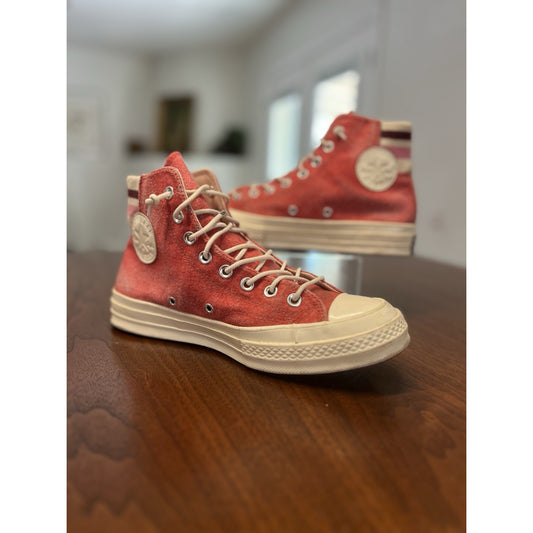 Converse Chuck 70 Hi Sedona Red Pink Retro Stripe Sneaker 163367C Mens 7.5