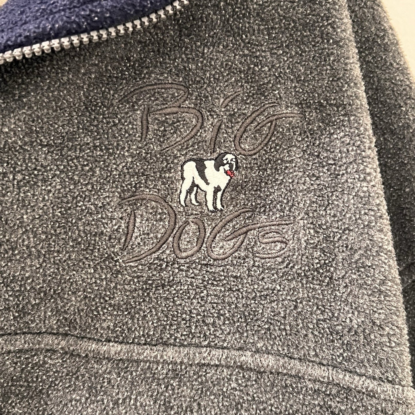 Vintage Big Dogs XL 1/4 Zip Gray Fleece Y2K Pullover Oversized Streetwear Dad