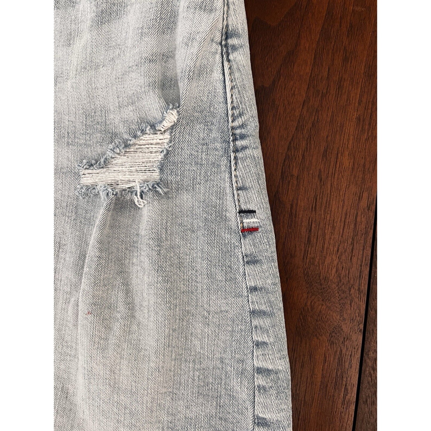 Tommy Jeans Distressed Cutoff Denim Miniskirt Size 0/25 Hilfiger Logo Y2K Vibes