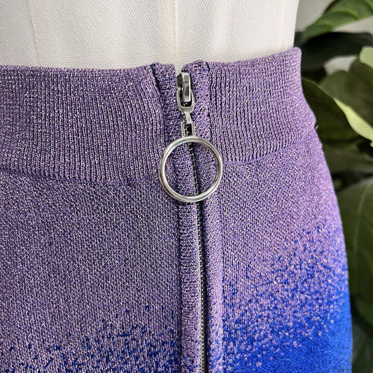 maje Miniskirt Purple Blue Ombré Going Out Metallic Shimmer Sparkle Zip Up Party