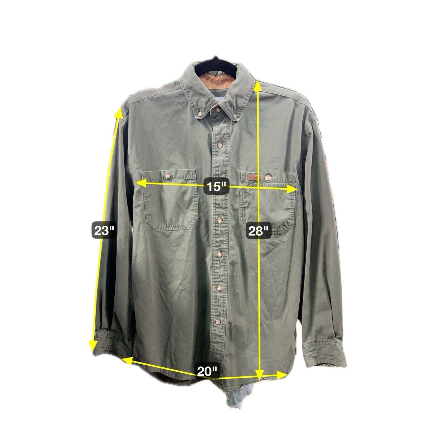 Carhartt Olive Green Button Up Long Sleeve Shirt Size Small