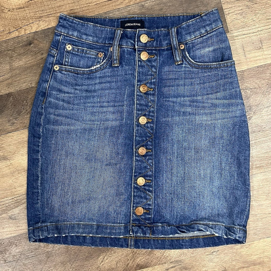 J. Crew 24P Button Front Blue Denim Jean Skirt Y2K Capsule Wardrobe Preppy