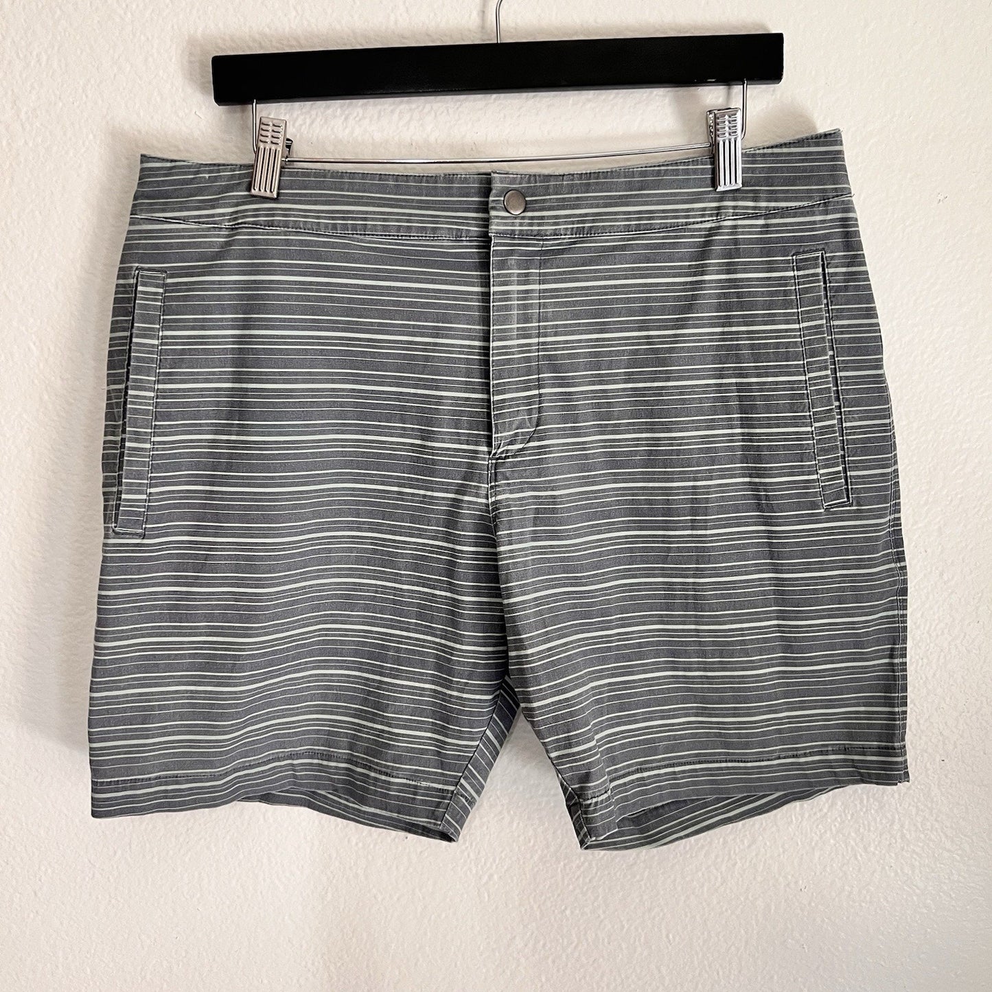 Marine Layer (L/35) Men’s Shorts Faded Blue Striped Chino Preppy Outdoor 7"