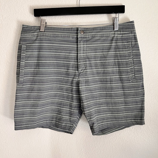 Marine Layer (L/35) Men’s Shorts Faded Blue Striped Chino Preppy Outdoor 7"