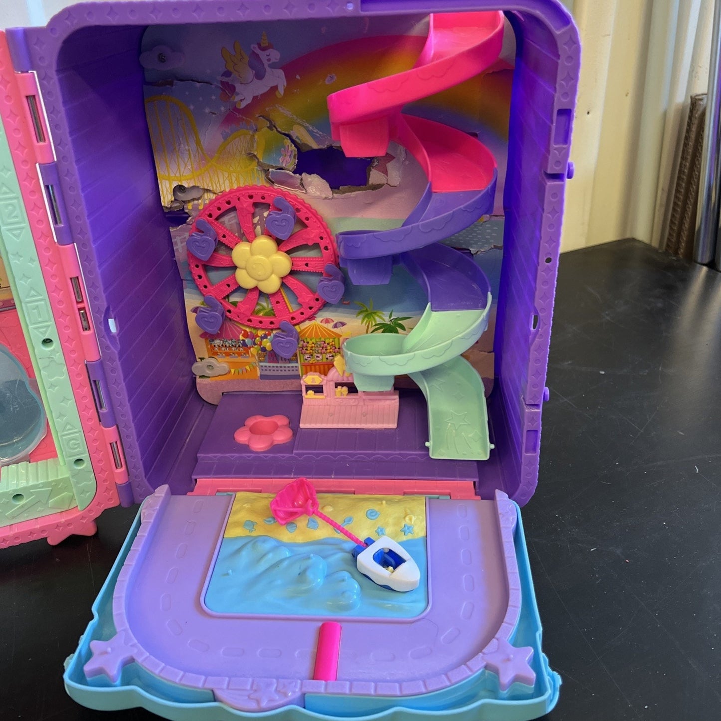 Polly Pocket Dolls Pollyville Resort Roll Away Playset - Incomplete