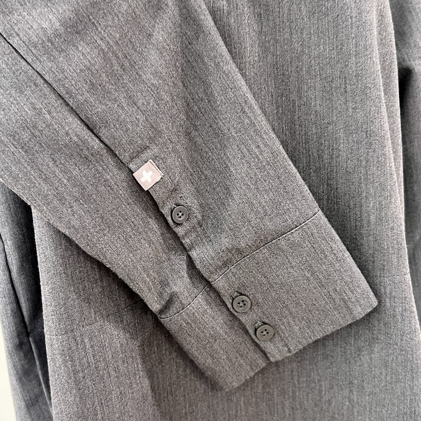 FIGS Nala Scrub Polo Top (L) Long Sleeve Graphite Grey Collar Womens