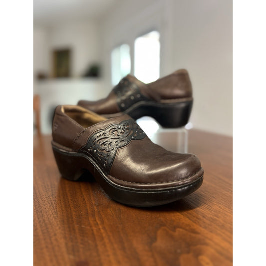 Ariat Tambour Clogs Womens 7.5B Brown Black Scroll Studded Boho Western Rodeo