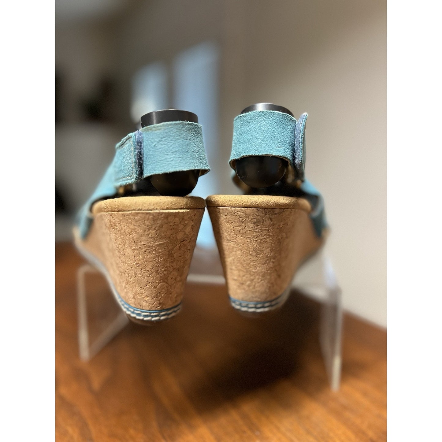 CLARKS Women’s Teal Slingback Suede Wedge Sandals Size 11