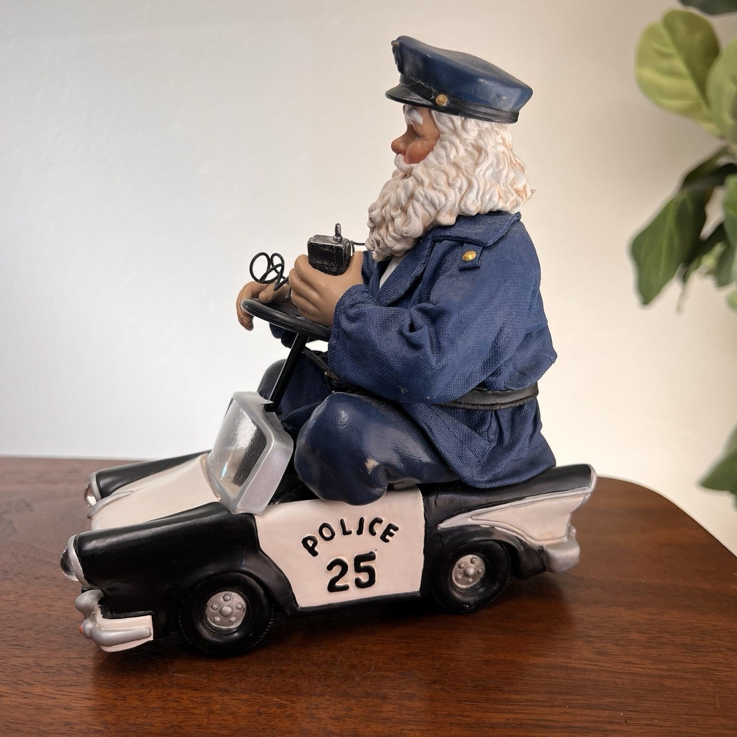 Vintage Kurt Adler Fabriché Santa Claus Police Officer Cop Car Law Enforcement