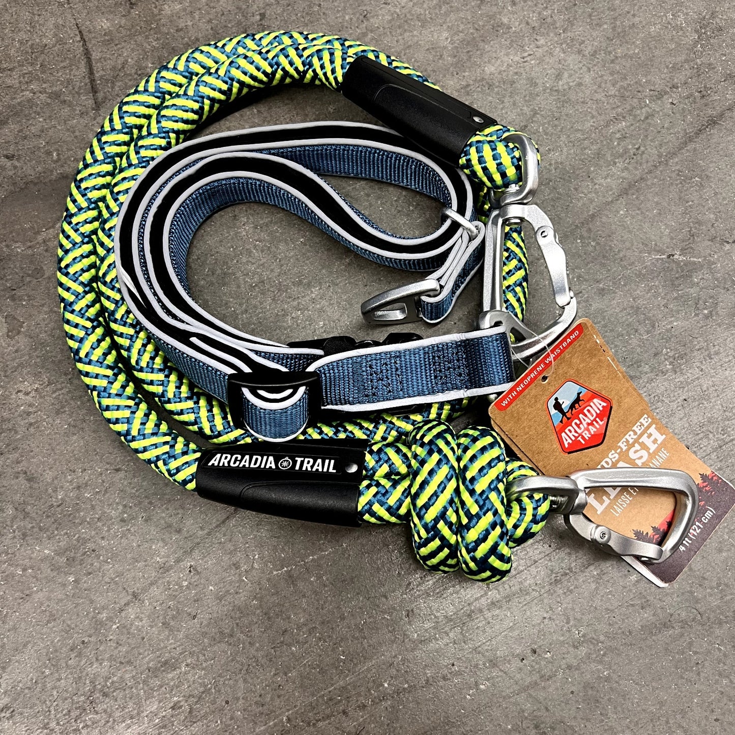 NEW Arcadia Trail Hands Free Rope Leash 4ft Adjustable Neoprene Waistband Unisex