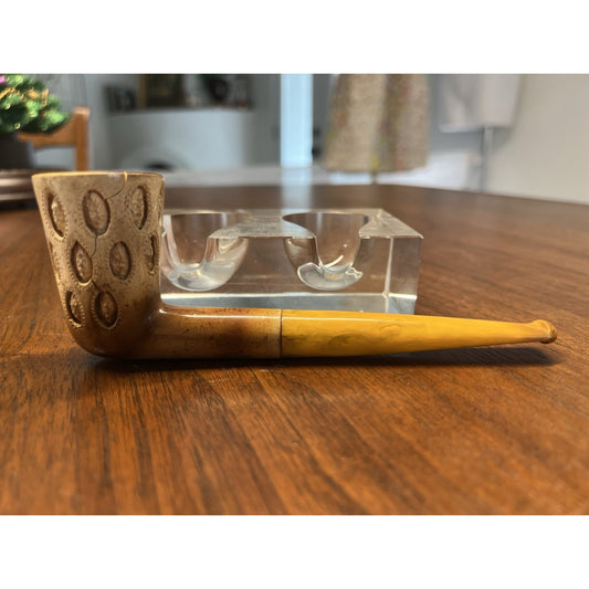 Vintage Hand Carved Estate Pipe - Cracked Bowl