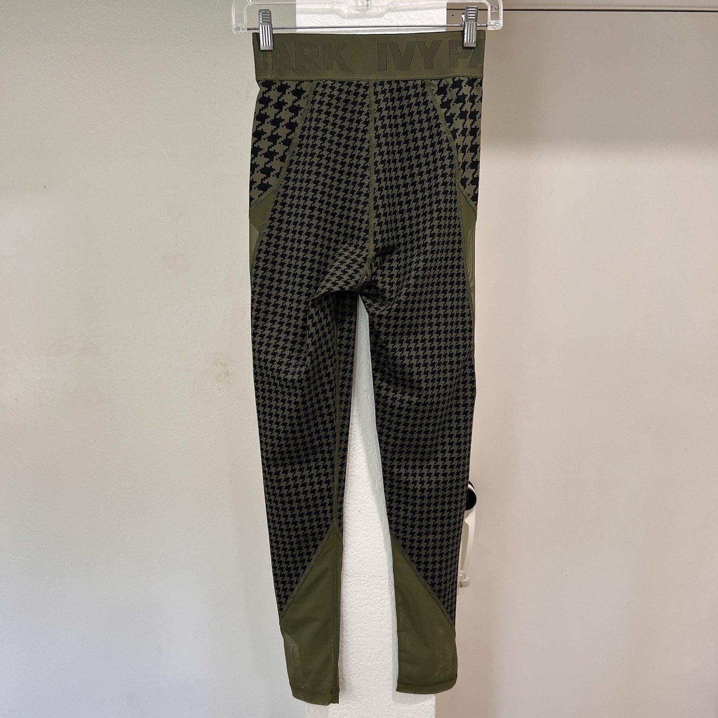 Adidas x Ivy Park Womens (S) Leggings Green Houndstooth Mesh High-Waisted