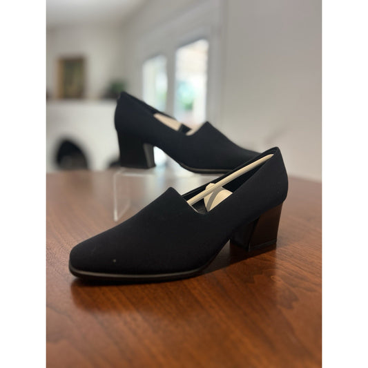 NEW LizFlex Liz Claiborne Entice Stretch Pump Black Sz 7 Square Toe Mid Heel
