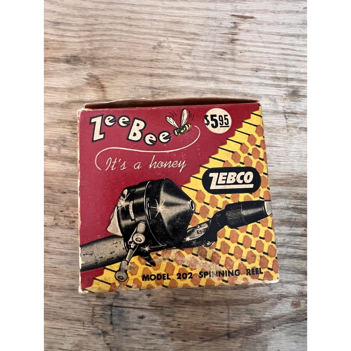 EMPTY BOX - Vintage Zebco Zee Bee ORIGINAL BOX ONLY Model 202 Fishing Reel Box
