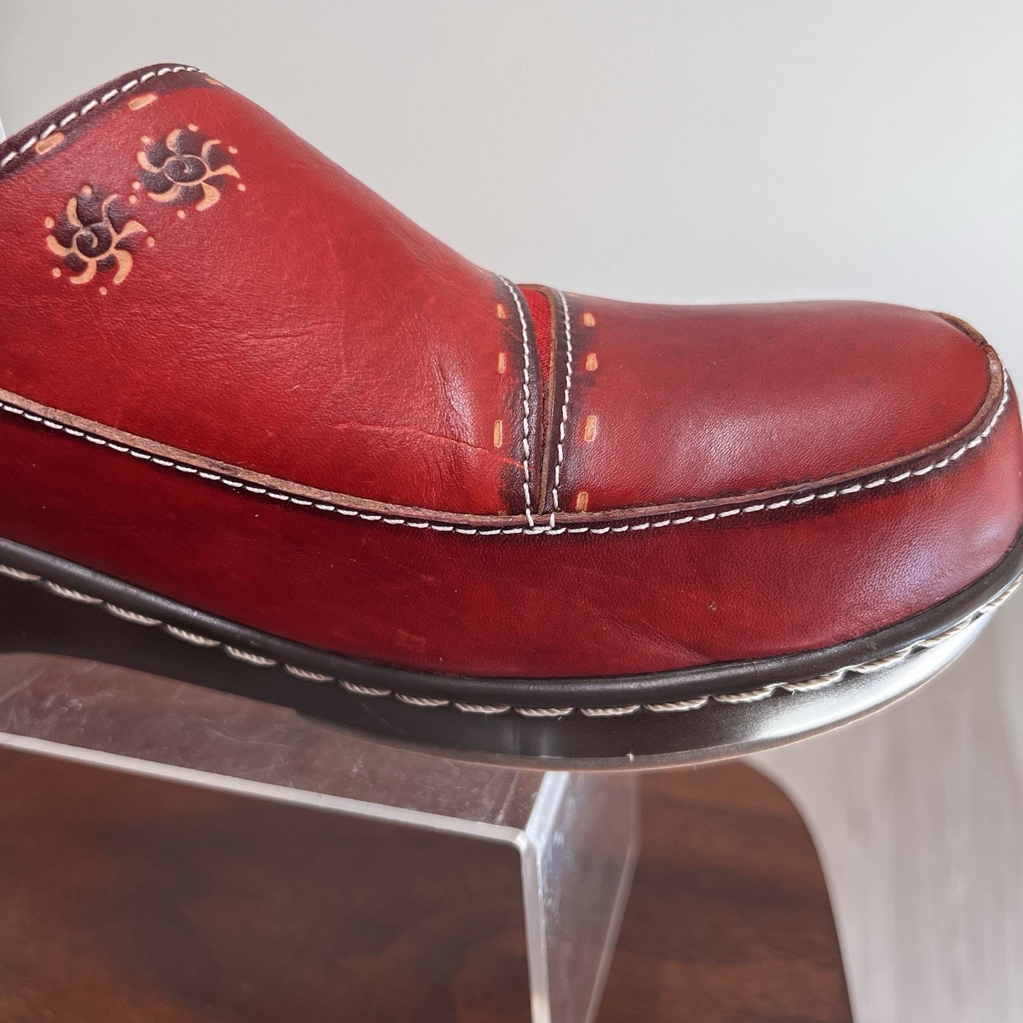 L'Artiste by Spring Step Mule Womens Chino Red Leather Clog 11.5 Sz 42 EU