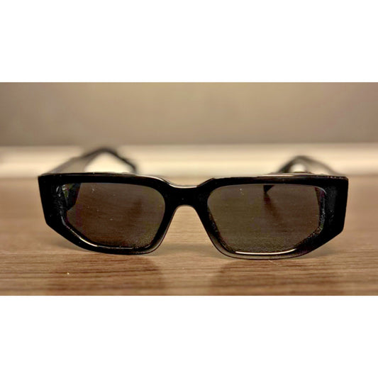 PRADA Milano Women's Rectangle Sunglasses Black Frame Black Lenses