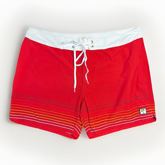 Marine Layer Coronado Swim Board Shorts Mens 36 Red Retro Vintage Stripes