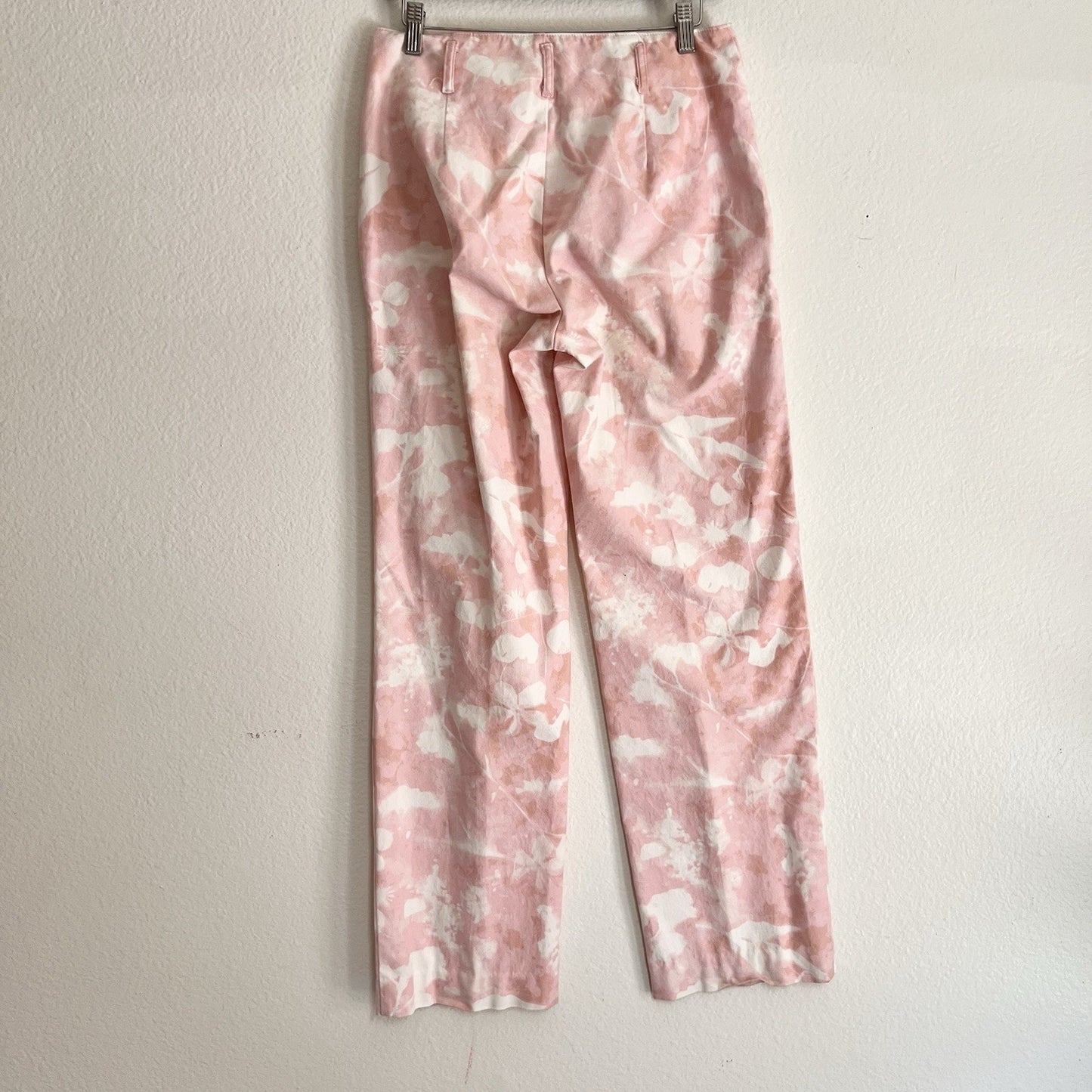 Anthropologie 2/28 Jamie Pink Tie Dye Floral Trouser High Rise Straight Leg Pant
