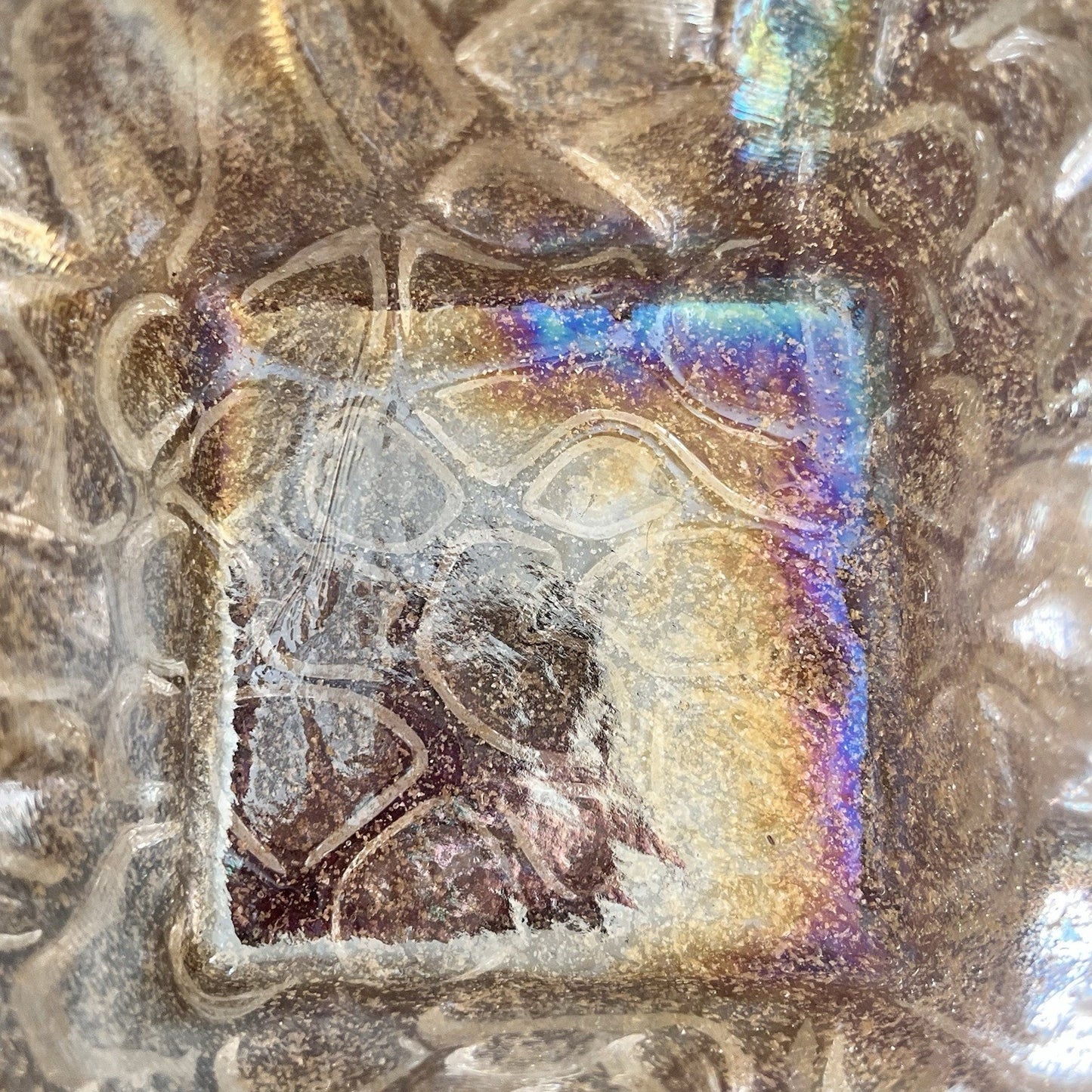 Murano Bowl Lavorazione Arte Iridescent Handkerchief 5.5x9 Gold Fleck MCM