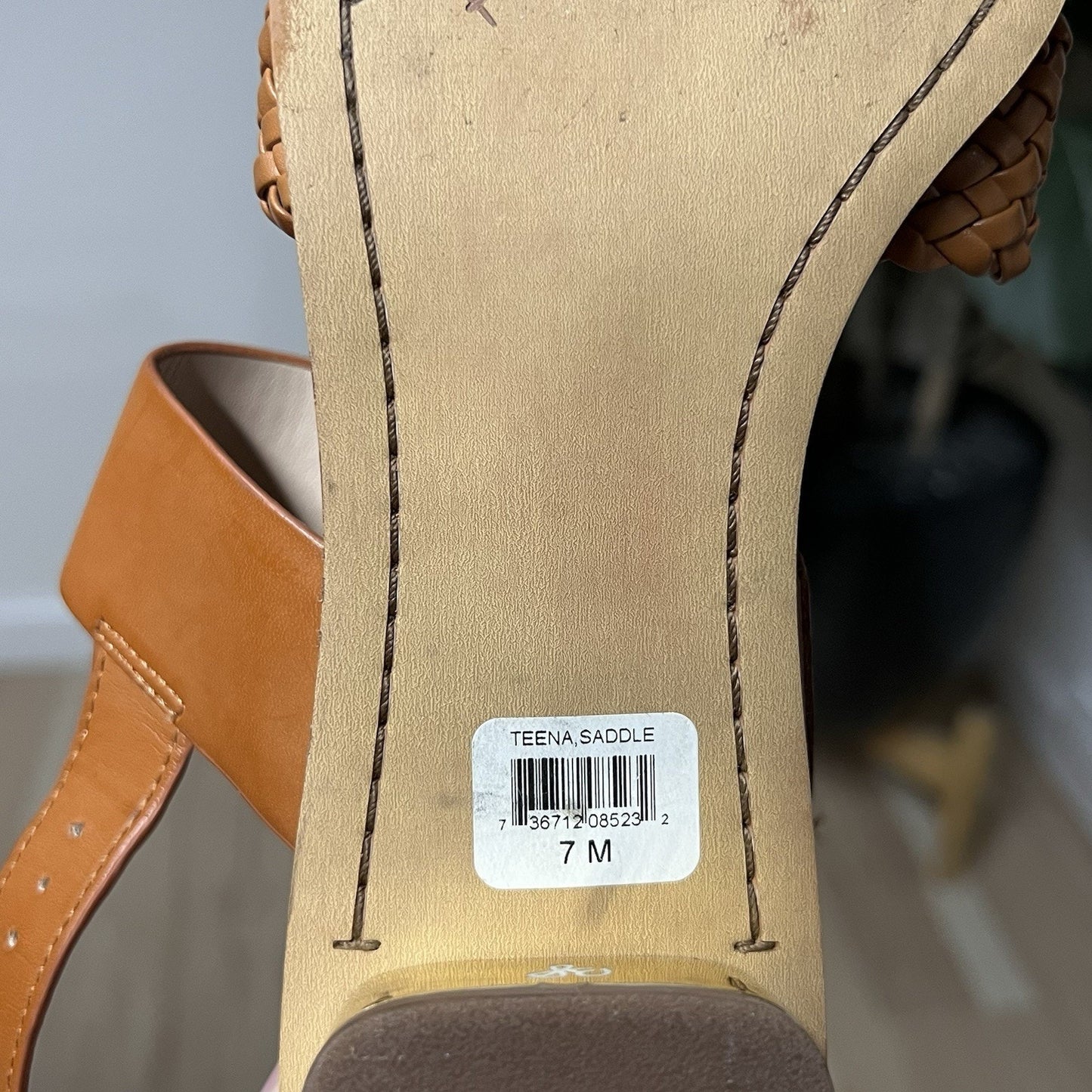 7M Sam Edelman Teena Woven Boho Brown Faux Leather Slingback Sandal Ankle Strap