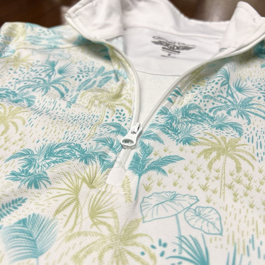 Straight Down 1/4 Zip (S) Golf Top Women’s Tropical Lightweight UPF Side Tie