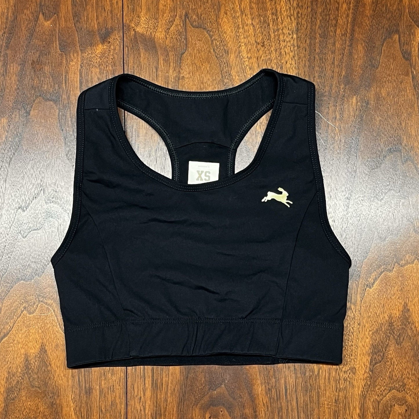 Tracksmith Allston Running Sports Bra XS Black Racerback Pocket 24” Band