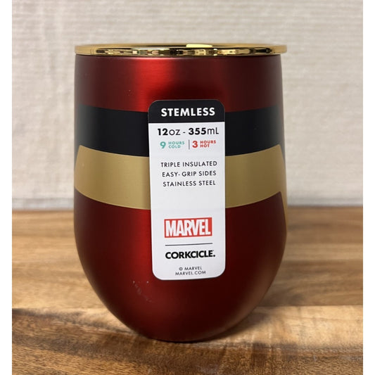 NWT Corkcicle Insulated 12 oz Marvel's Iron Man Design Stemless Wine Tumbler