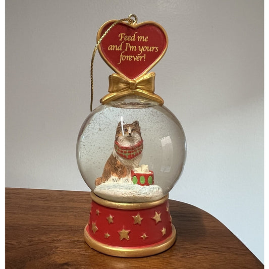 Danbury Mint Snow Globe Sheltie Christmas Ornament “Yours Forever” Sheepdog