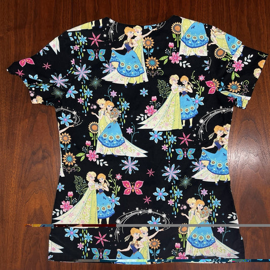 Frozen Elsa (S) Women Scrub Top Disney Tooniforms 6802C AOP V-Neck