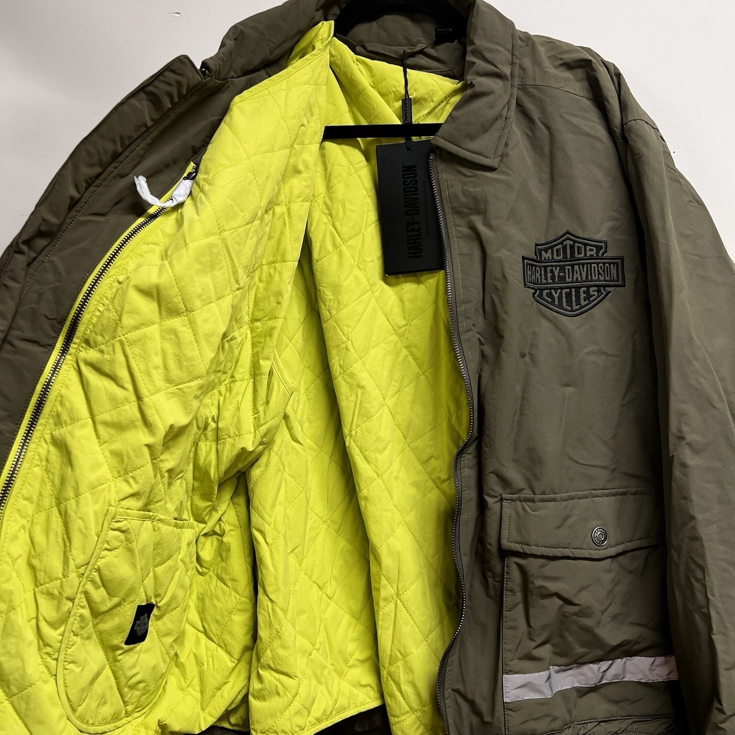 NWT Harley Davidson 2XL Garage Jacket Coat Removable Vest Green Reflective