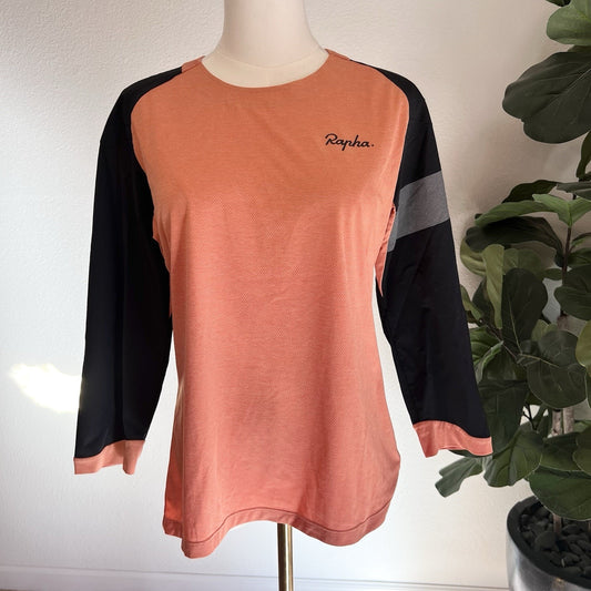 NWOT Rapha Women Trail 3/4 Sleeve Jersey (L) Orange Black Biking Cycling MTB