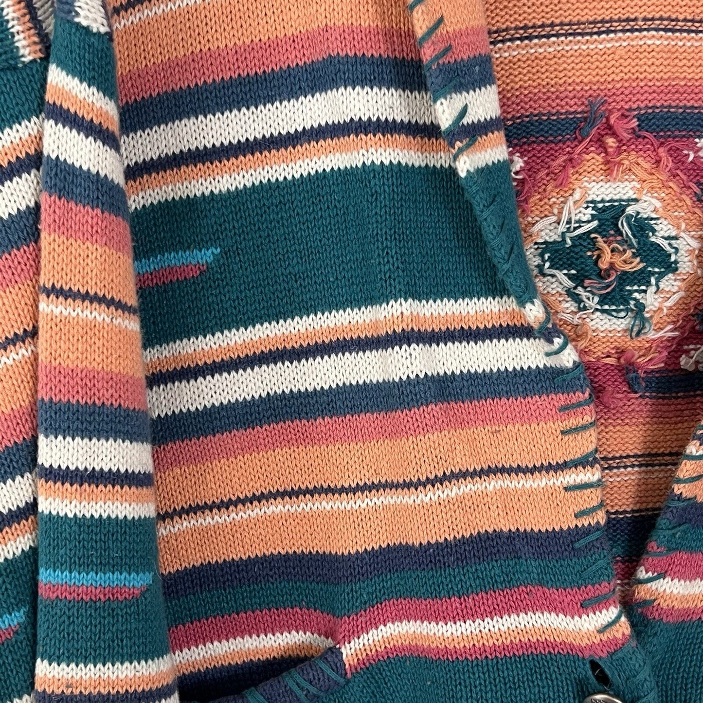Vintage 90s Santa Fe Aztec Southwest Cardigan Knit Grandpa Sweater Shawl Collar